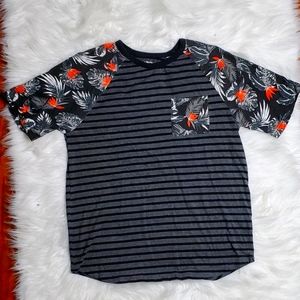 CARBON - Hawaiian + Stripes Short Sleeve Shirt - M